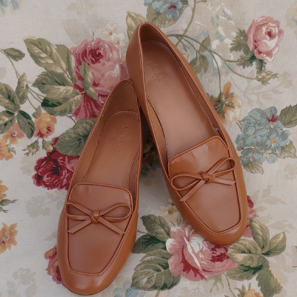 J. Crew Factory Women's Tan Loafers With Bow Detail Size 8.5 - Picture 5 of 16